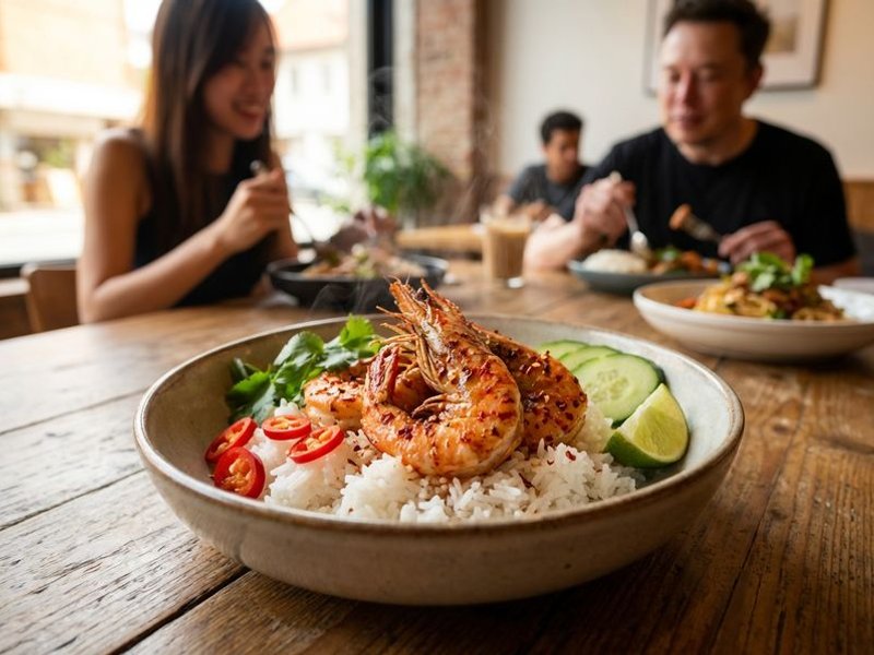 Prawn with Chili Flakes Rice Bowl